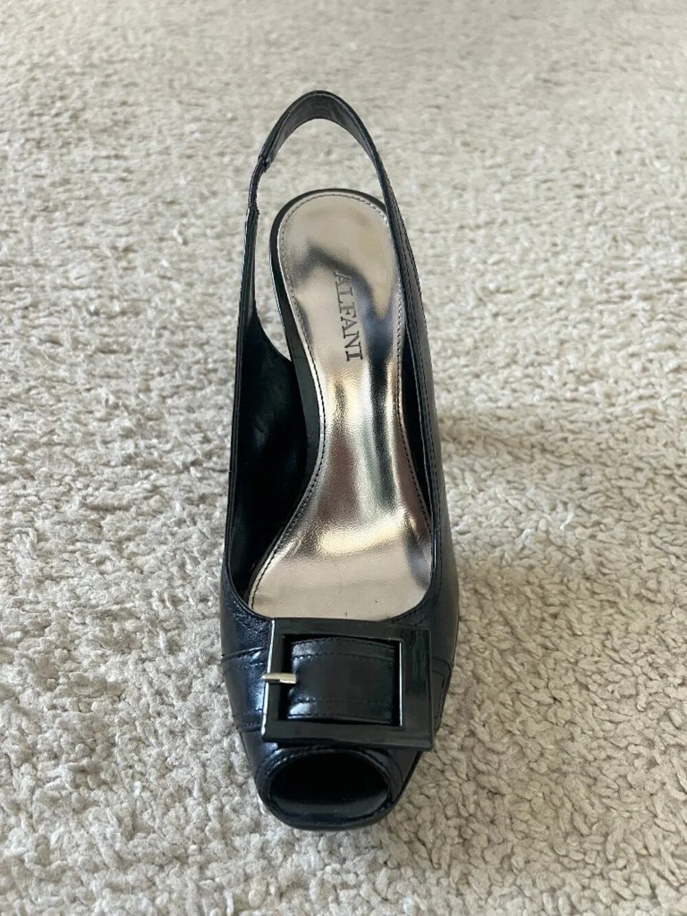 Alfani Black Slingback Peep-Toe Heels with Buckle